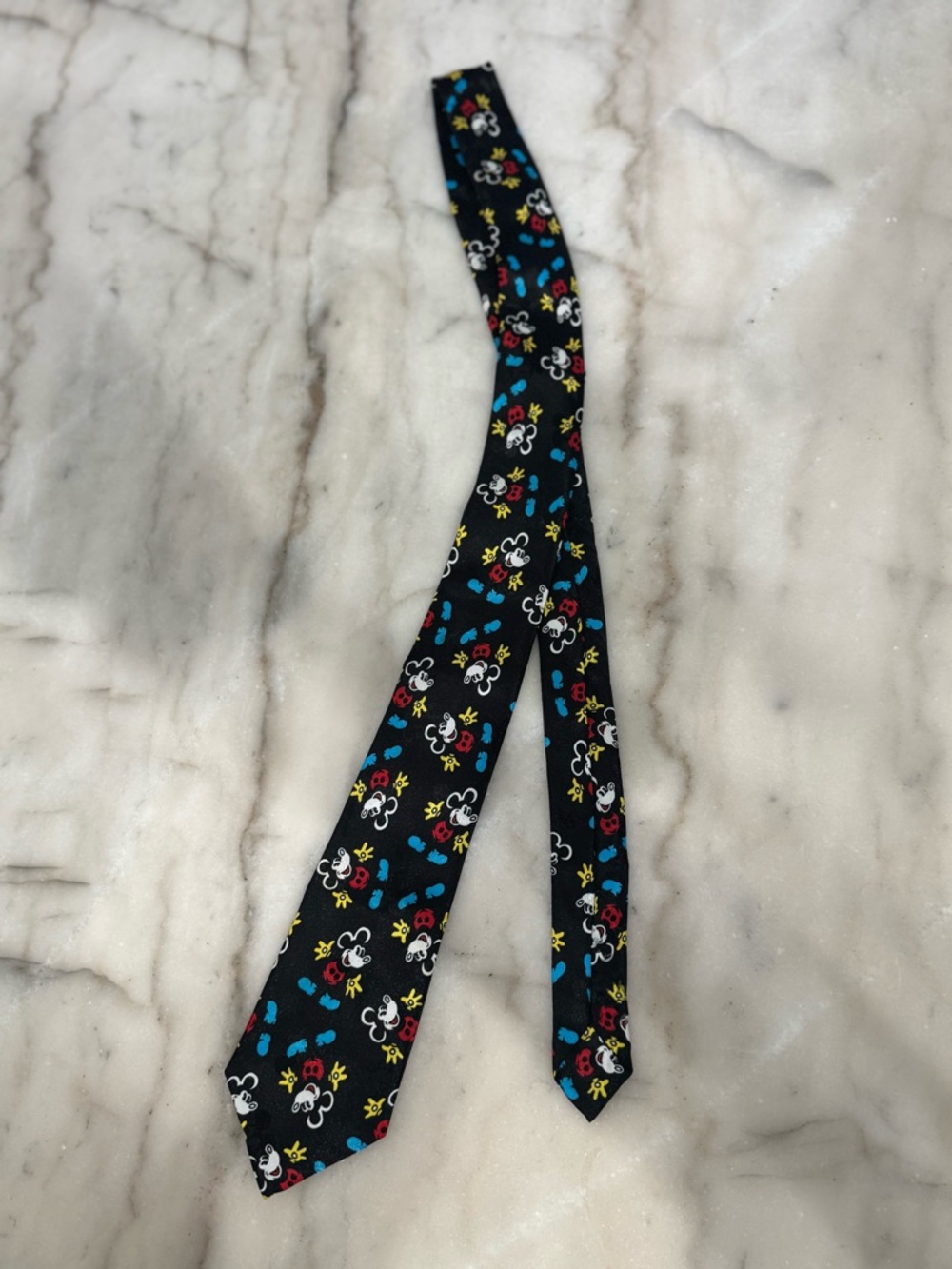 Disney Black Slim Tie with Multicolor Character Icons